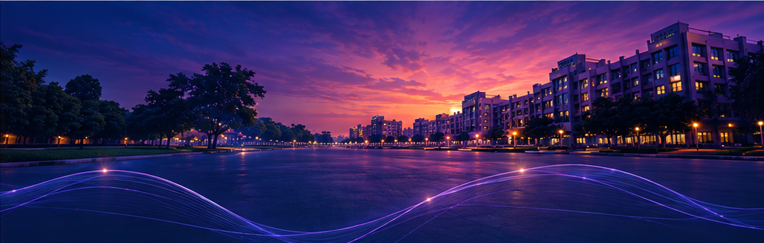SRMIST campus at sunset