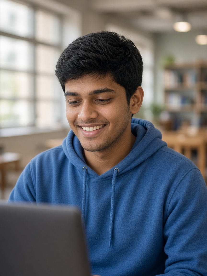 A student practicing aptitude questions on a laptop